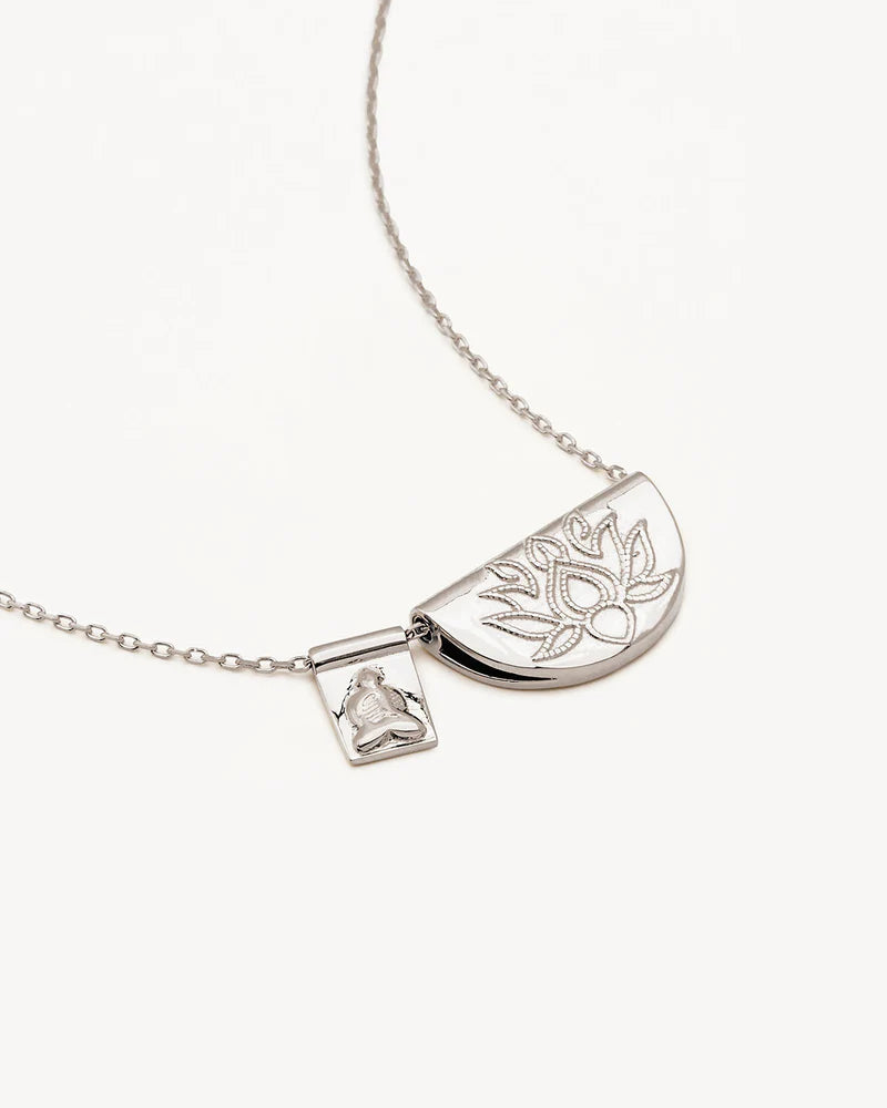 By Charlotte Sterling Silver Lotus and Little Buddha Necklace