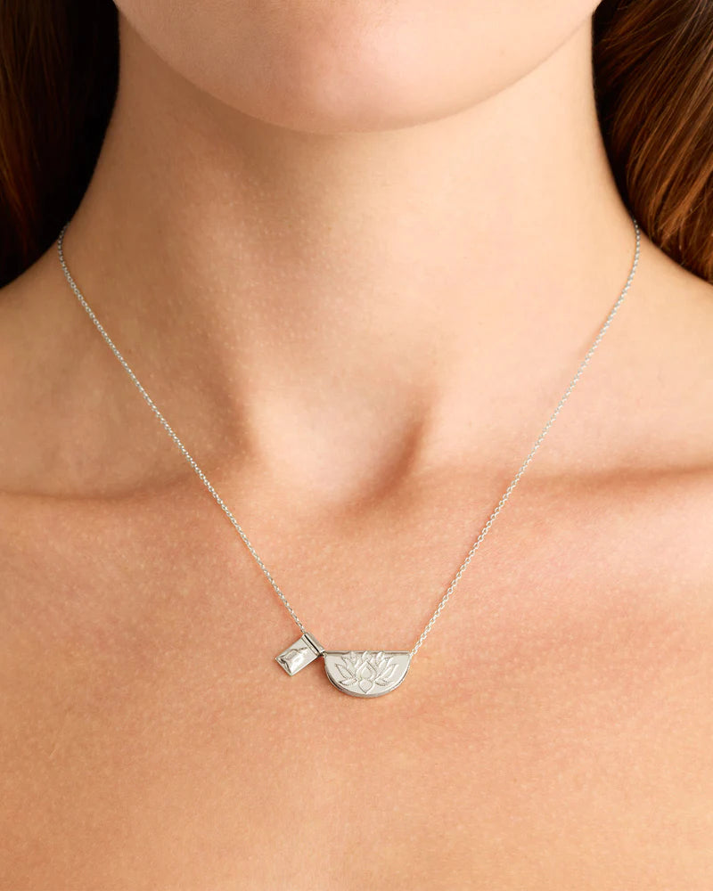 By Charlotte Sterling Silver Lotus and Little Buddha Necklace