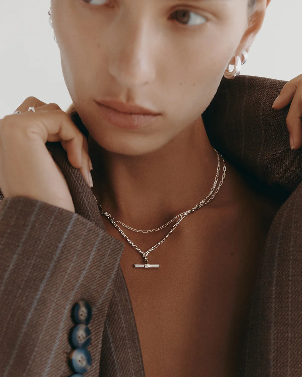 Kirstin Ash Rhythm T-bar Necklace Silver