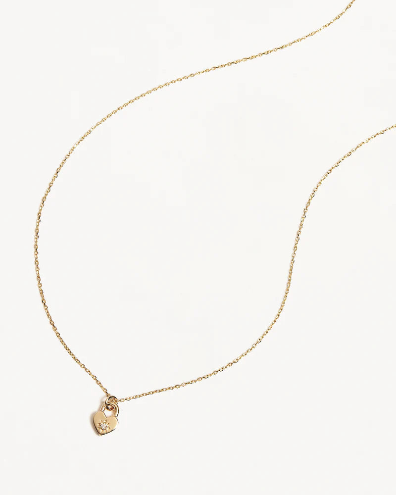 By Charlotte 18k Gold Vermeil Crystal Lotus Heart Padlock Necklace