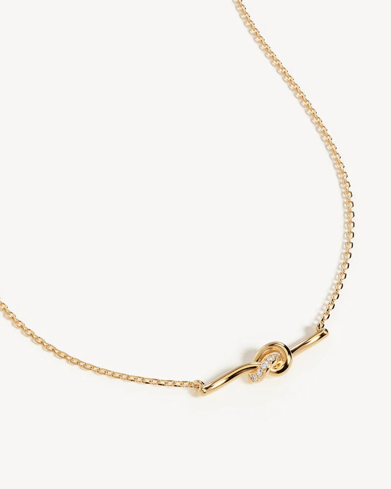 By Charlotte 18k Gold Vermeil Love Knot Lab-Grown Diamond Necklace
