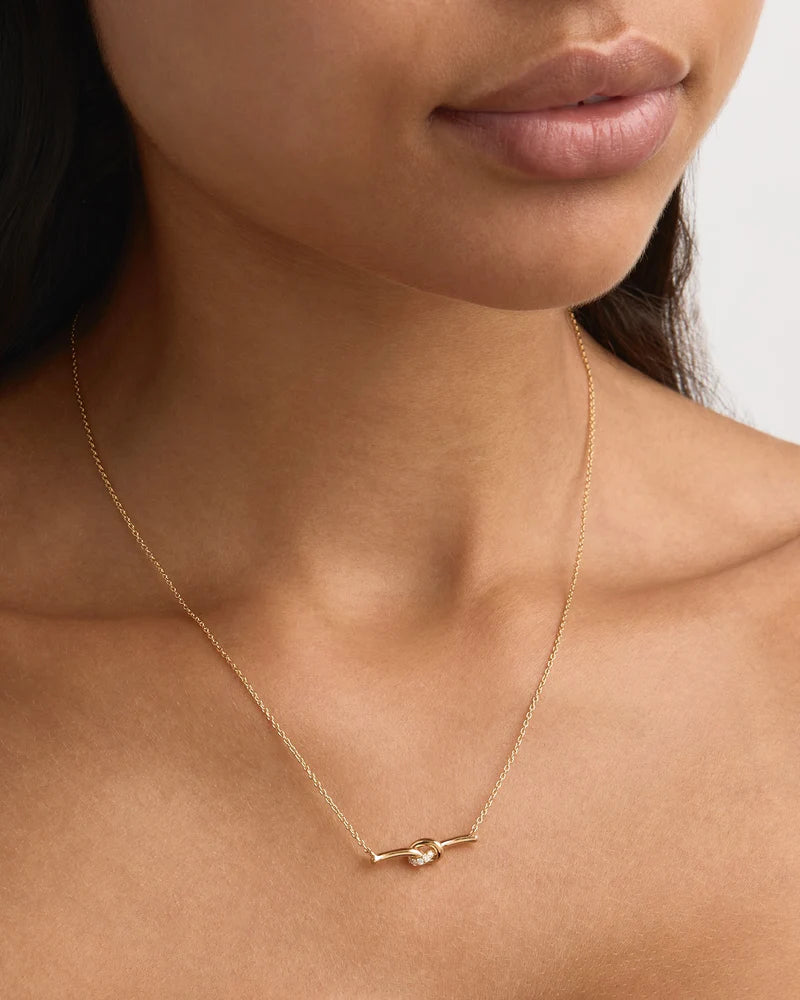 By Charlotte 18k Gold Vermeil Love Knot Lab-Grown Diamond Necklace