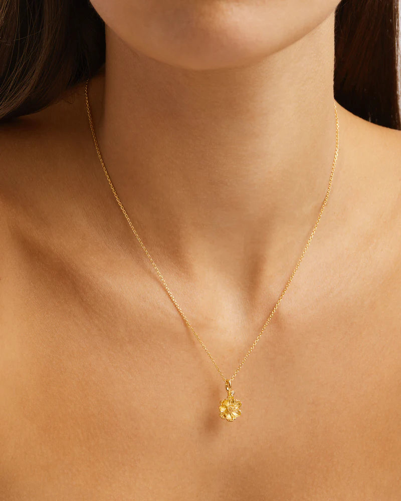 By Charlotte 18k Gold Vermeil Poppy August Birth Flower Necklace