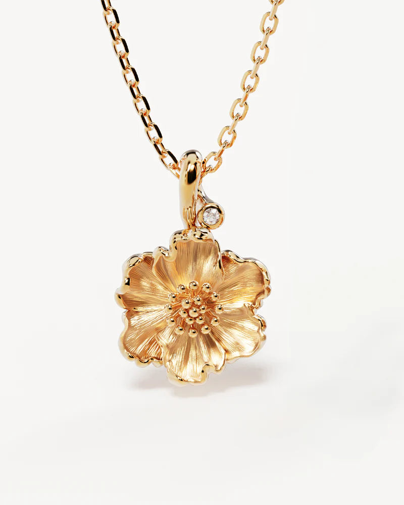By Charlotte 18k Gold Vermeil Poppy August Birth Flower Necklace