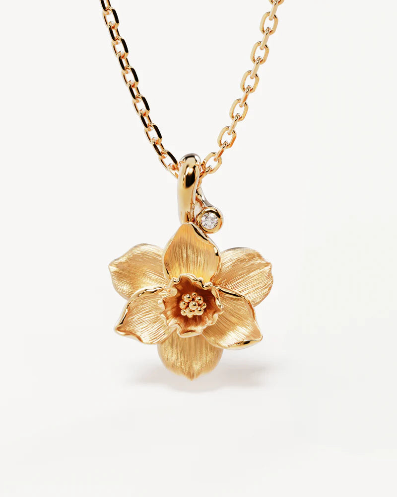 By Charlotte 18k Gold Vermeil Narcissus December Birth Flower Necklace