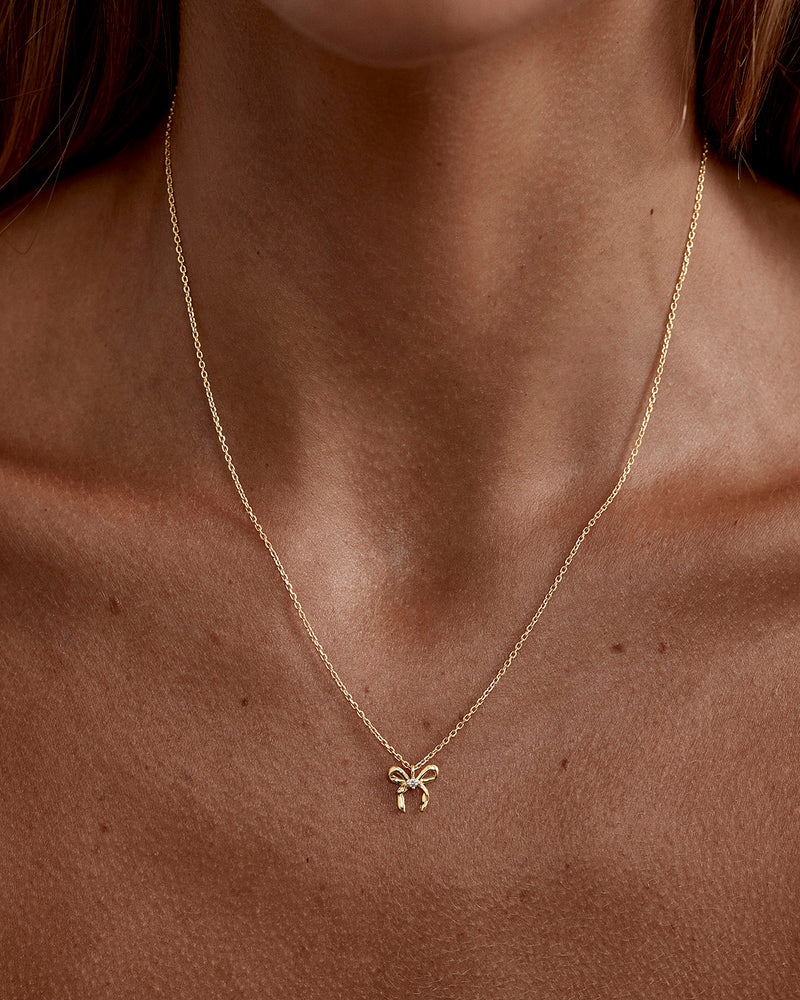 By Charlotte 18k Gold Vermeil Forever More Bow Necklace