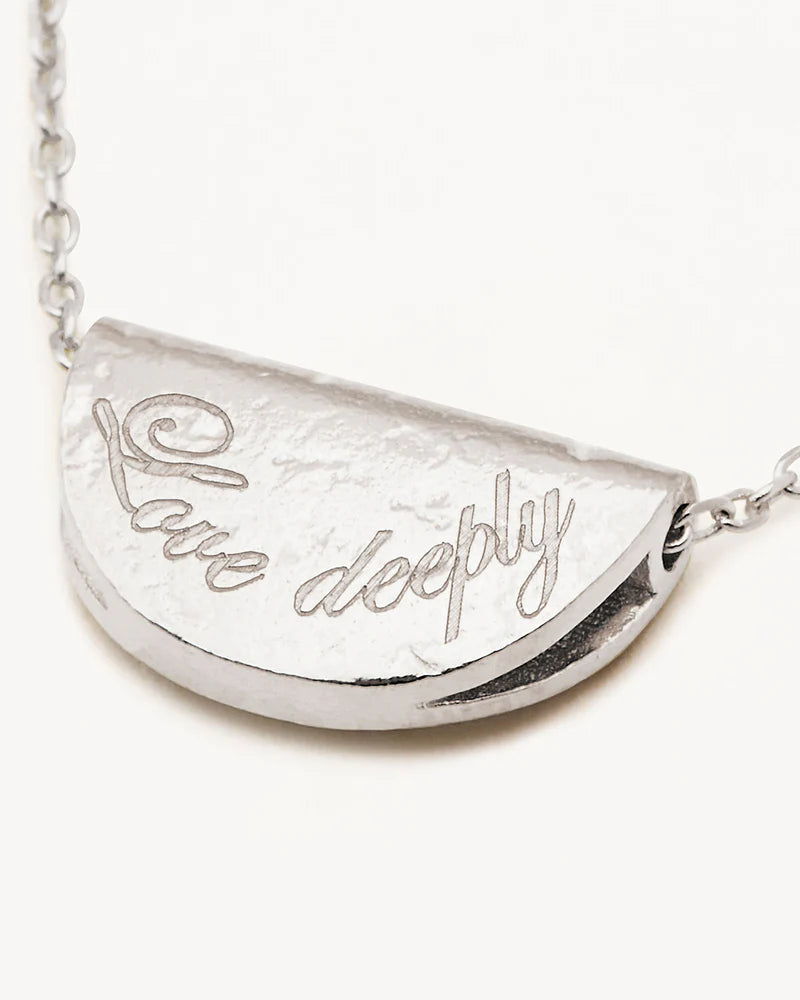 By Charlotte Sterling Silver Lotus Birthstone Necklace - June - Moonstone