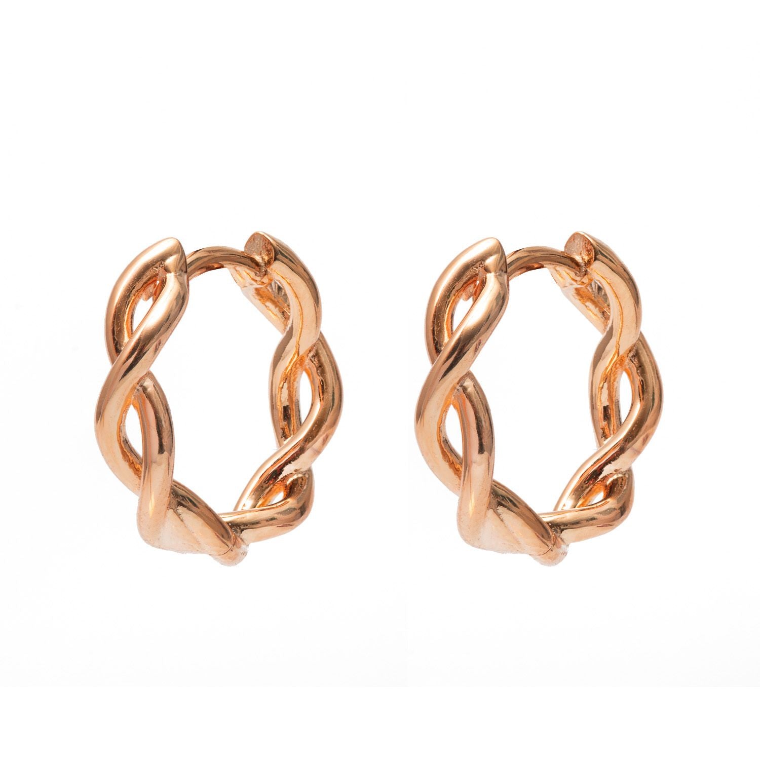 Rose Gold Plated Twist Huggies