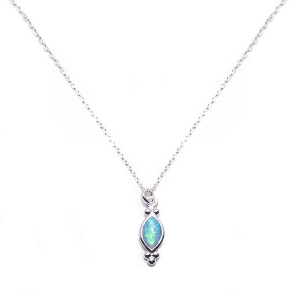 Sterling Silver Marquise Blue Opalite Necklace