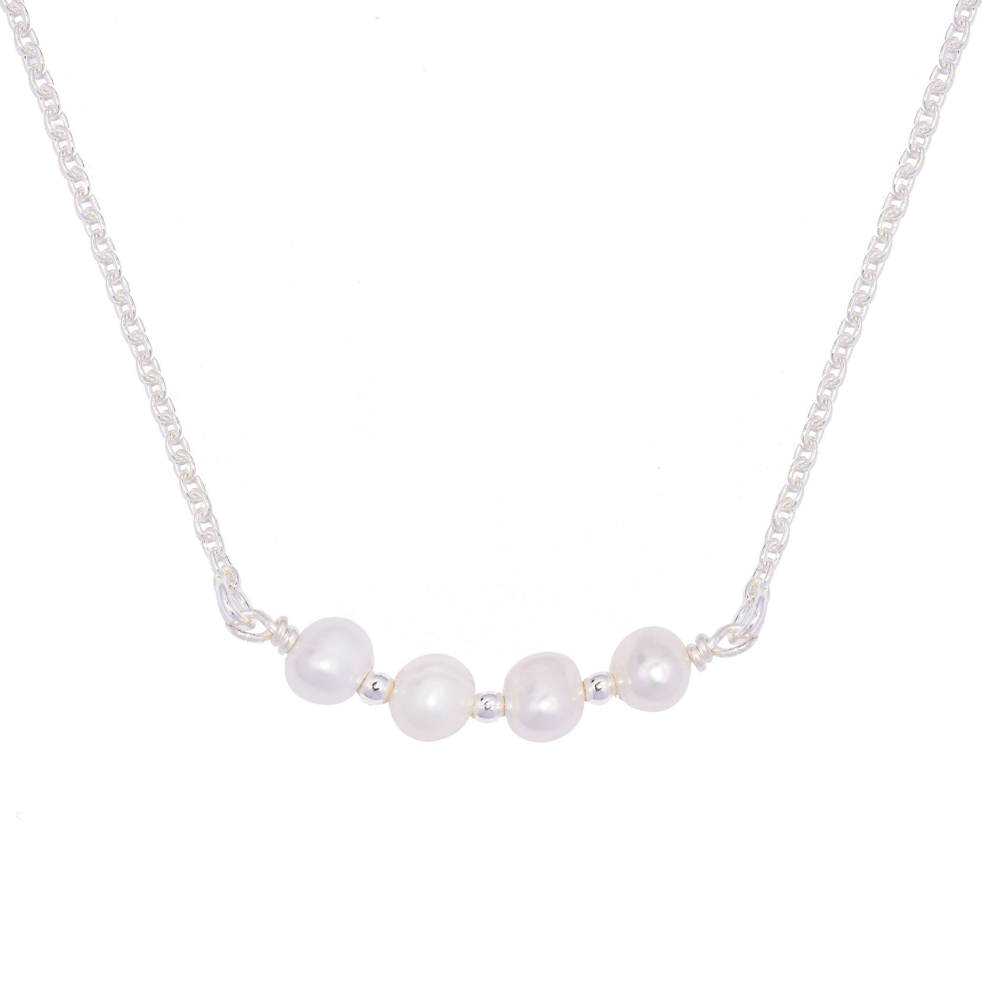 Sterling Silver Pearl and Beaded Necklace