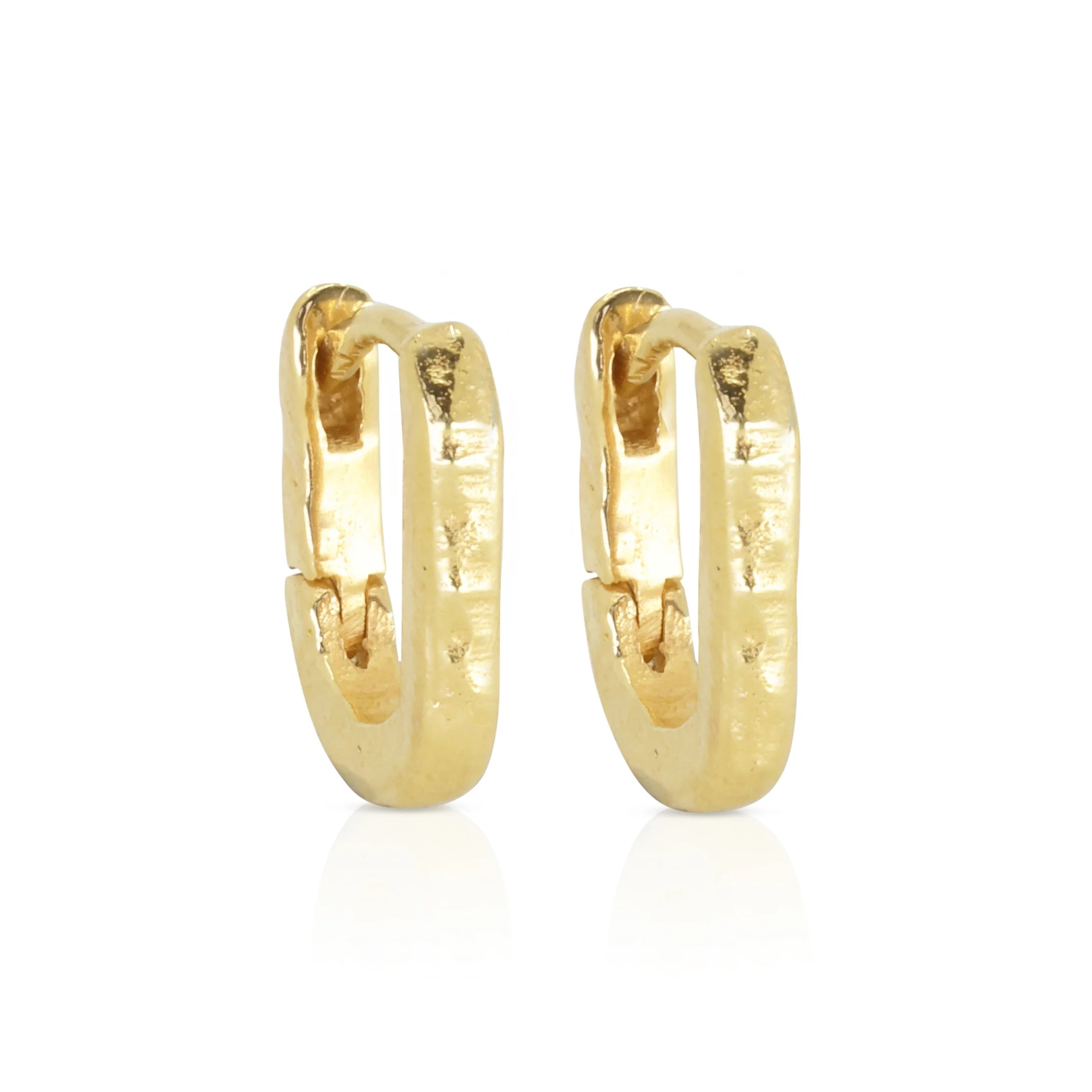 Toni May Paperclip Textured Gold Huggie Earrings