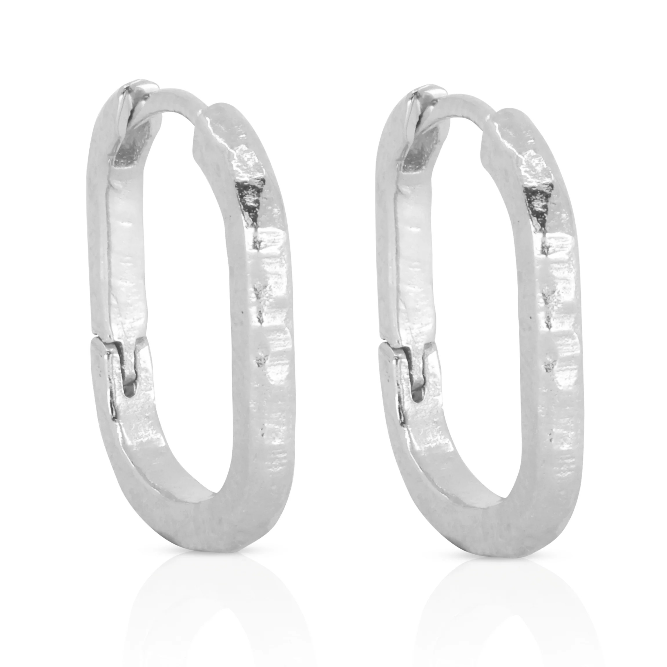 Toni May Sterling Silver Textured Paperclip Huggie Earrings
