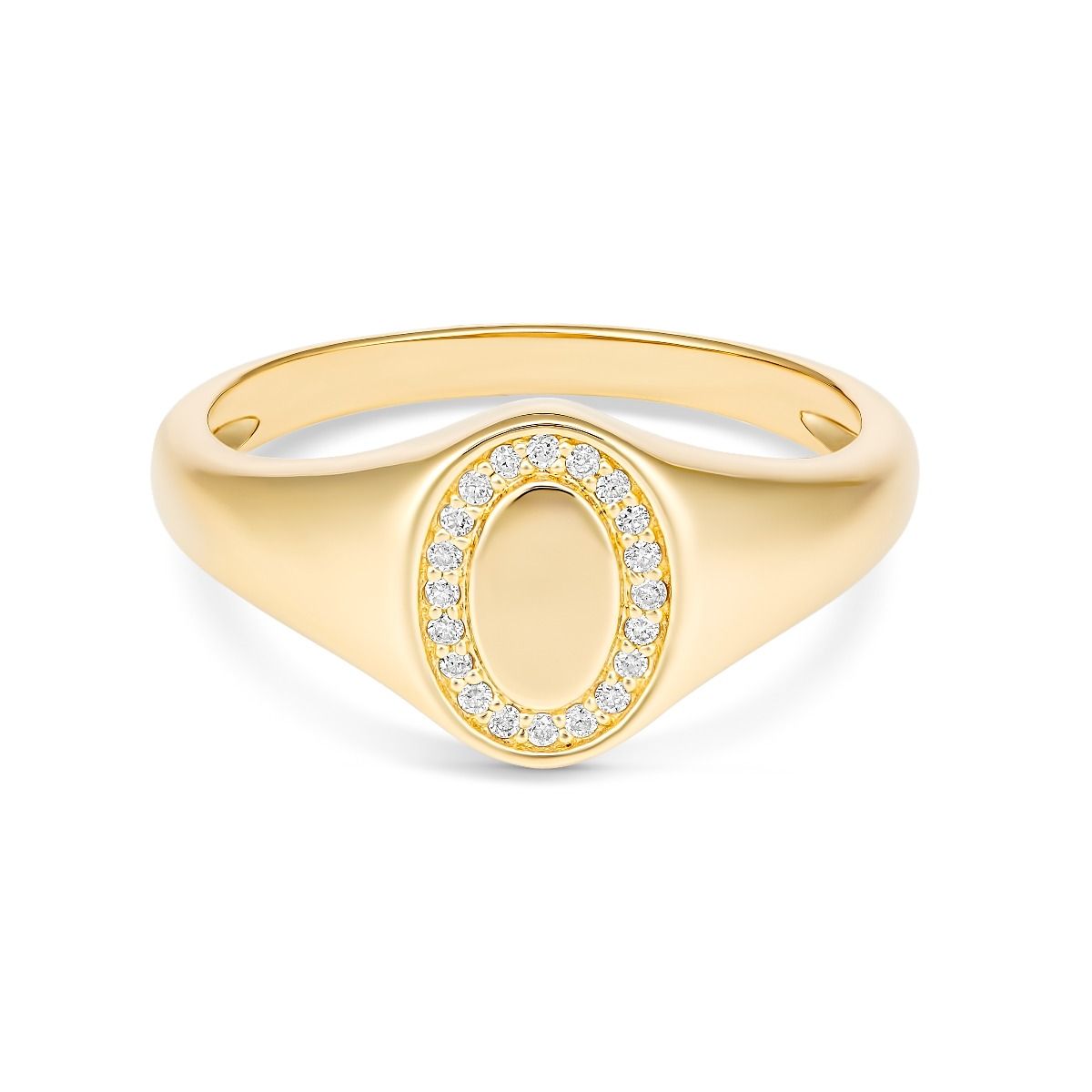 9ct Yellow Gold Oval Natural Diamond Signet Ring 0.09ct