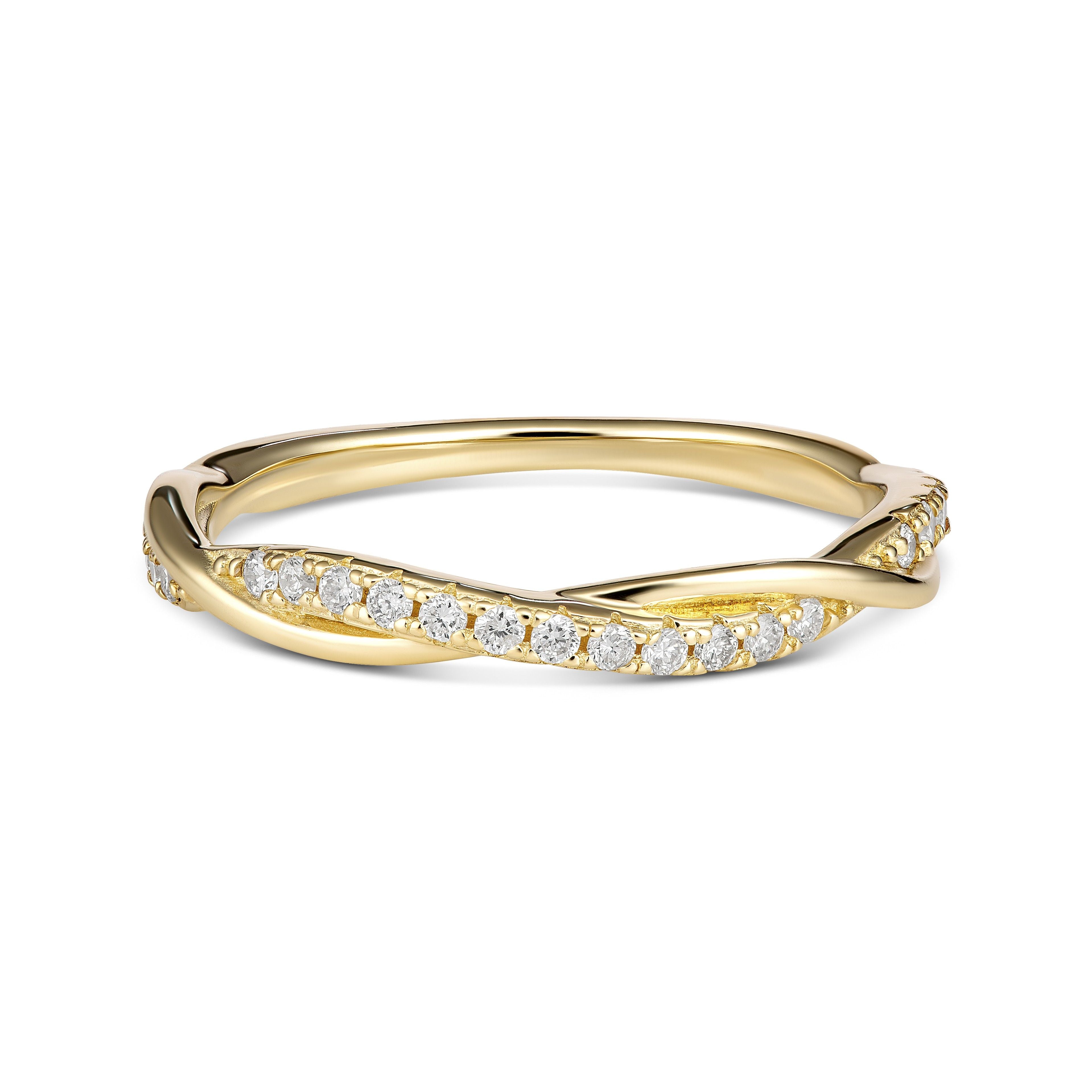 9ct Yellow Gold Twist Lab Grown Diamond Ring 0.20ct