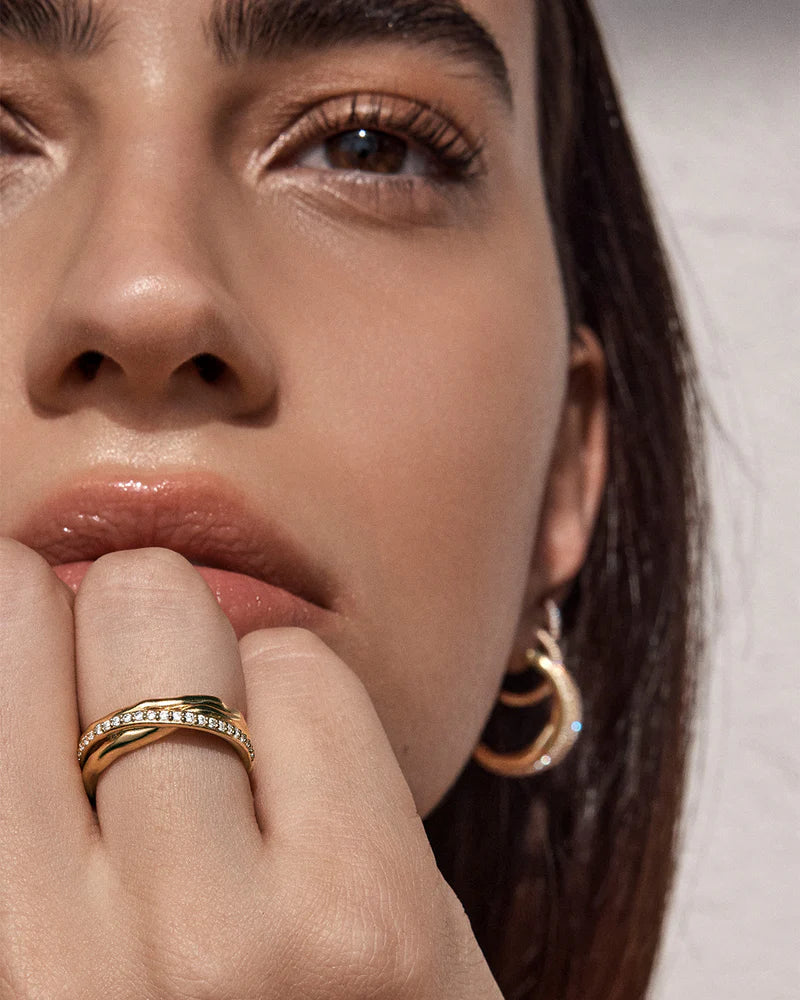 By Charlotte 18k Gold Vermeil Entwined Hearts Statement Ring