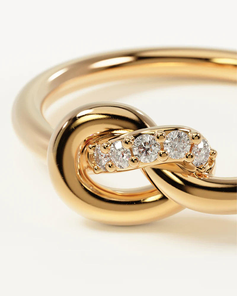 By Charlotte 18k Gold Vermeil Love Knot Lab-Grown Diamond Ring