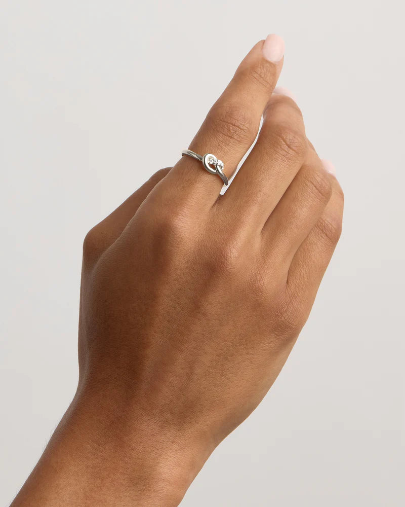 By Charlotte Sterling Silver Love Knot Lab-Grown Diamond Ring