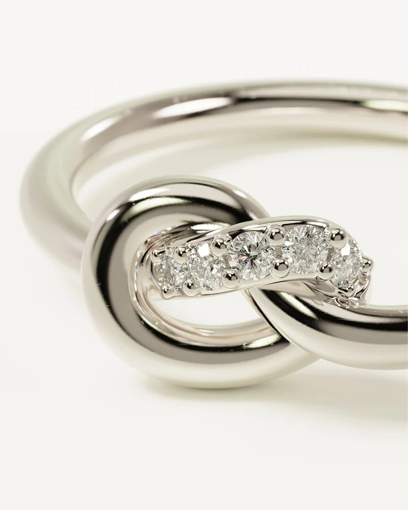 By Charlotte Sterling Silver Love Knot Lab-Grown Diamond Ring