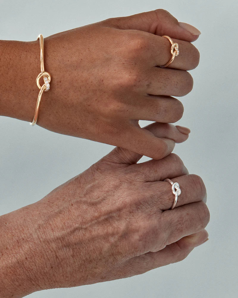 By Charlotte Sterling Silver Love Knot Lab-Grown Diamond Ring
