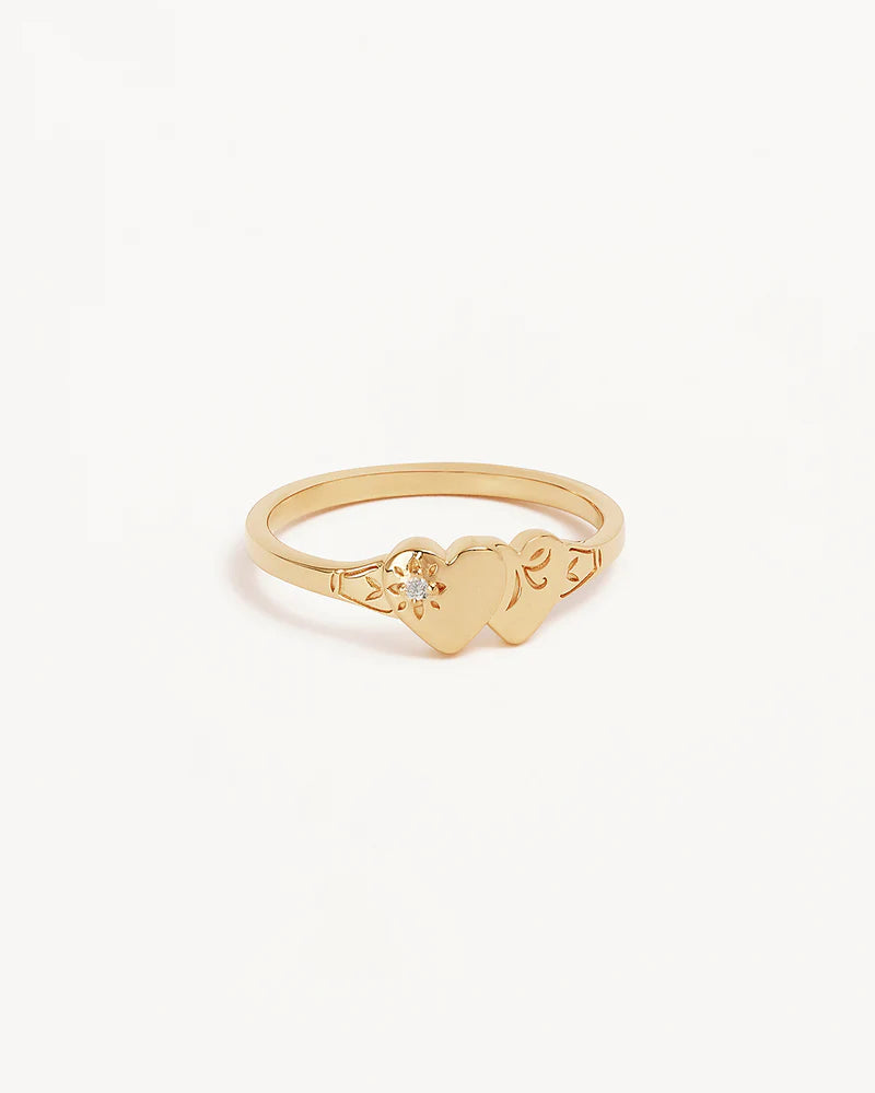 By Charlotte 18k Gold Vermeil Forever Intertwined Heart Signet Ring
