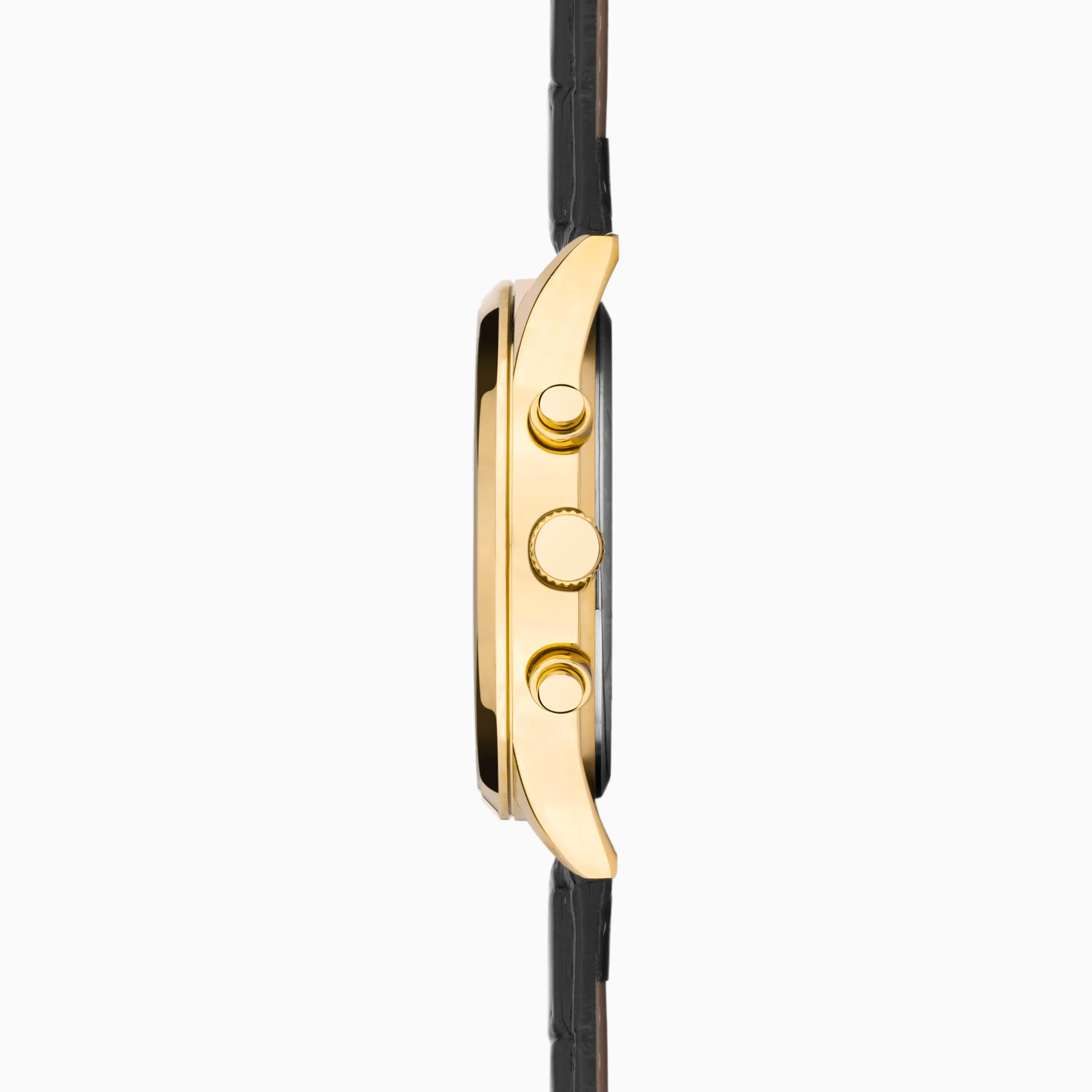Sekonda Evans Ladies Watch | Gold Alloy Case & Black Leather Strap with White Dial | 40686
