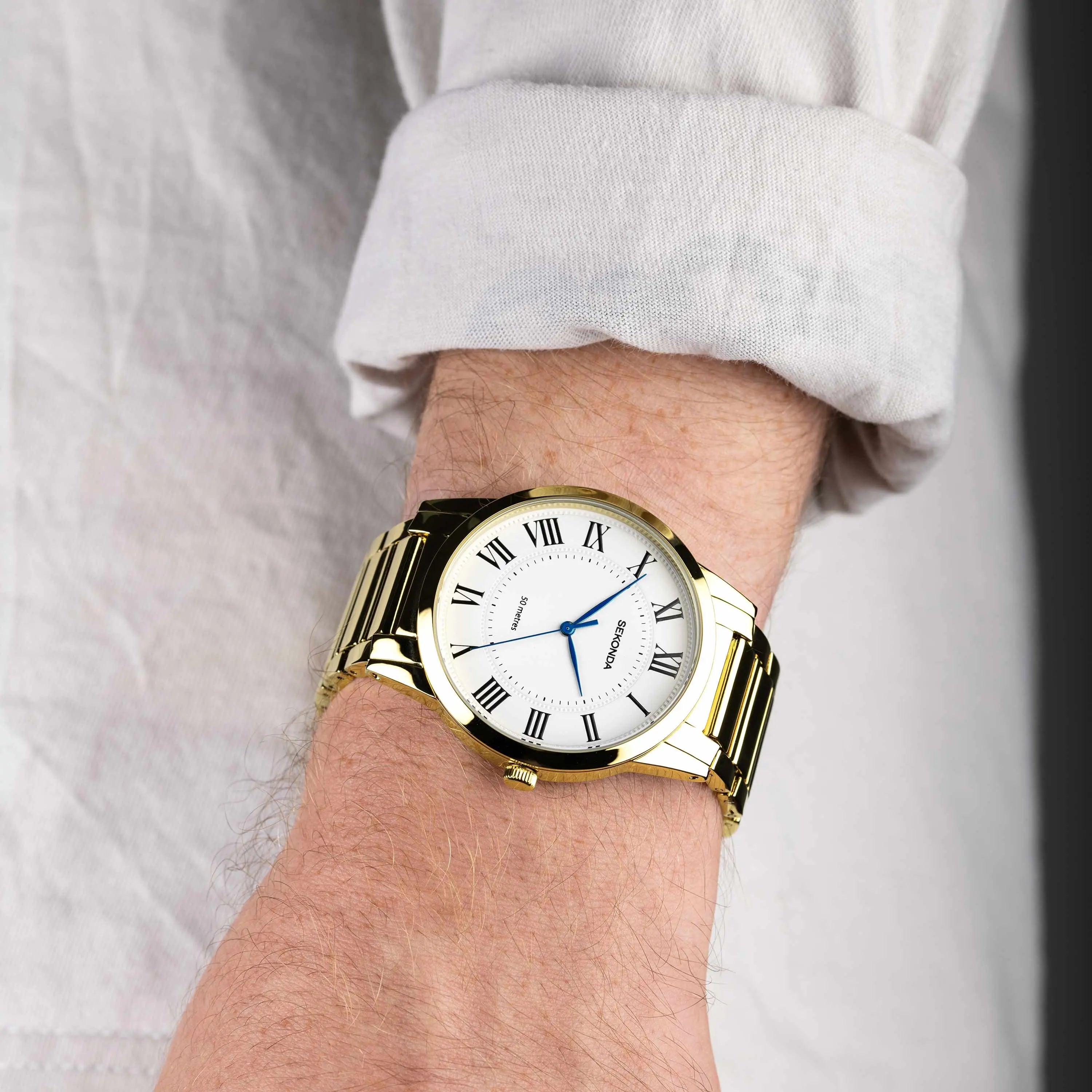 Sekonda Beaumont Men's Watch | Gold Alloy Case & Bracelet with White Dial | 30247