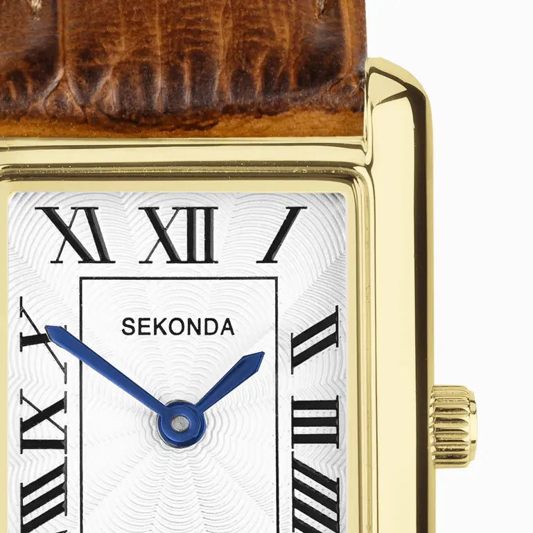 Sekonda Colette Ladies Watch | Gold Alloy Case & Brown Leather Strap with White Dial