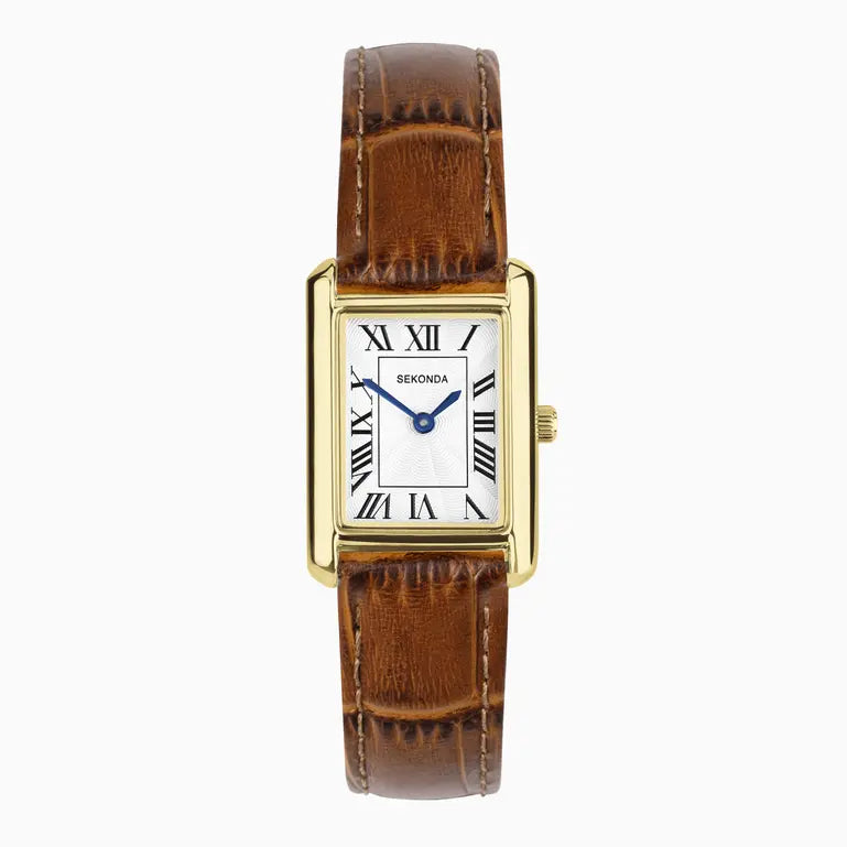 Sekonda Colette Ladies Watch | Gold Alloy Case & Brown Leather Strap with White Dial