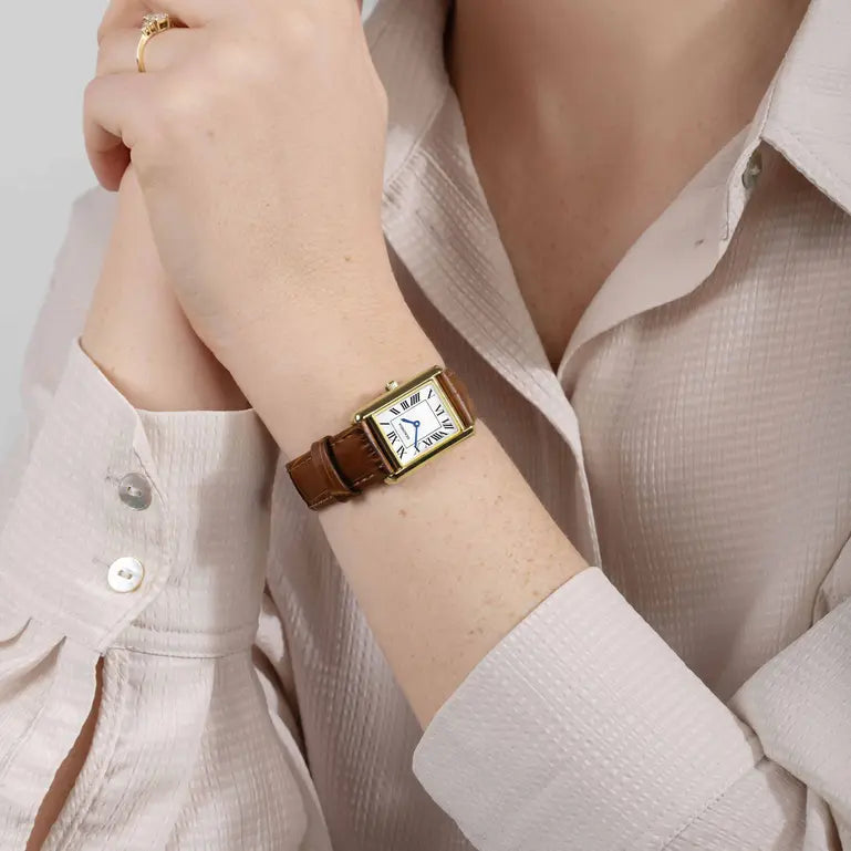 Sekonda Colette Ladies Watch | Gold Alloy Case & Brown Leather Strap with White Dial