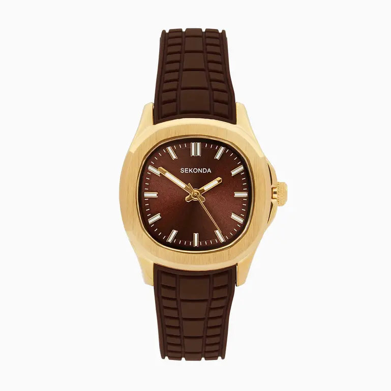 Sekonda Octaire Ladies Octaire Watch | Gold Case and Brown Silicone Strap | 40791