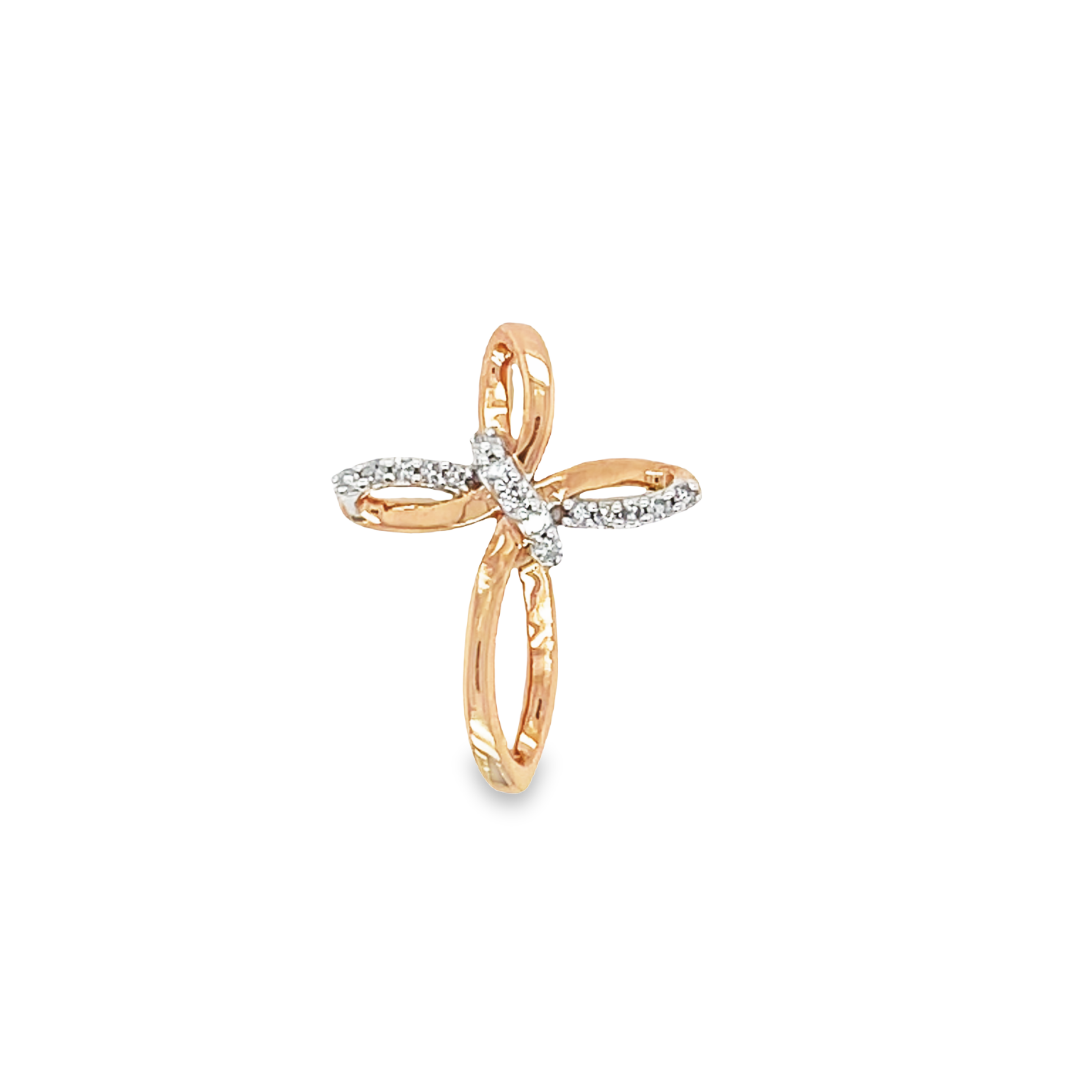 14ct Rose Gold 0.10ct Diamond Cross Pendant