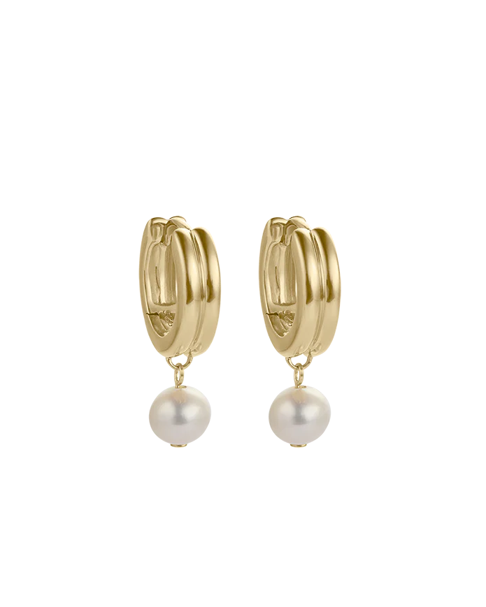 Kirstin Ash Solace Pearl Hoops- 18k gold plated