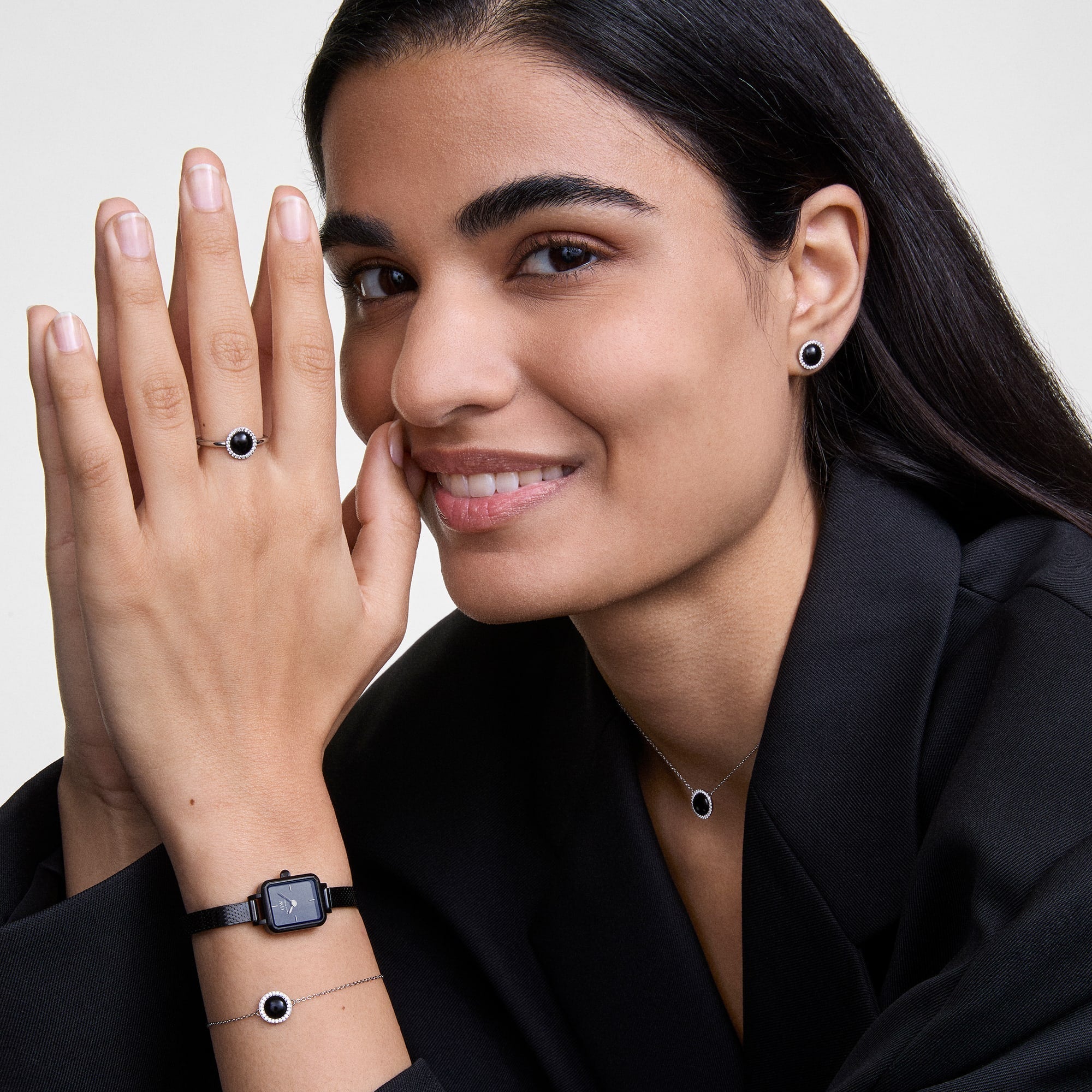 Daniel Wellington Audrey Bracelet Black Agathe Silver