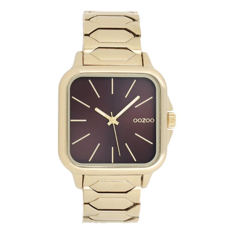 Oozoo Unisex watch gold/burgundy 44mm square