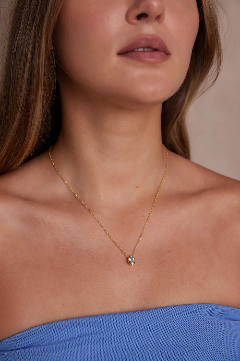 Toni May March Aquamarine Gold Birthstone Oval Charm