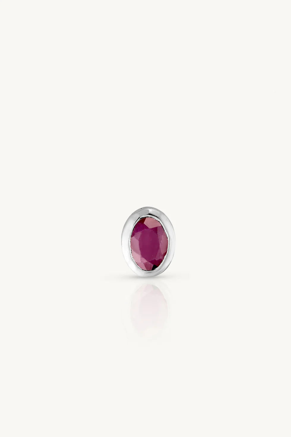 Toni May July Ruby Silver Birthstone Oval Charm