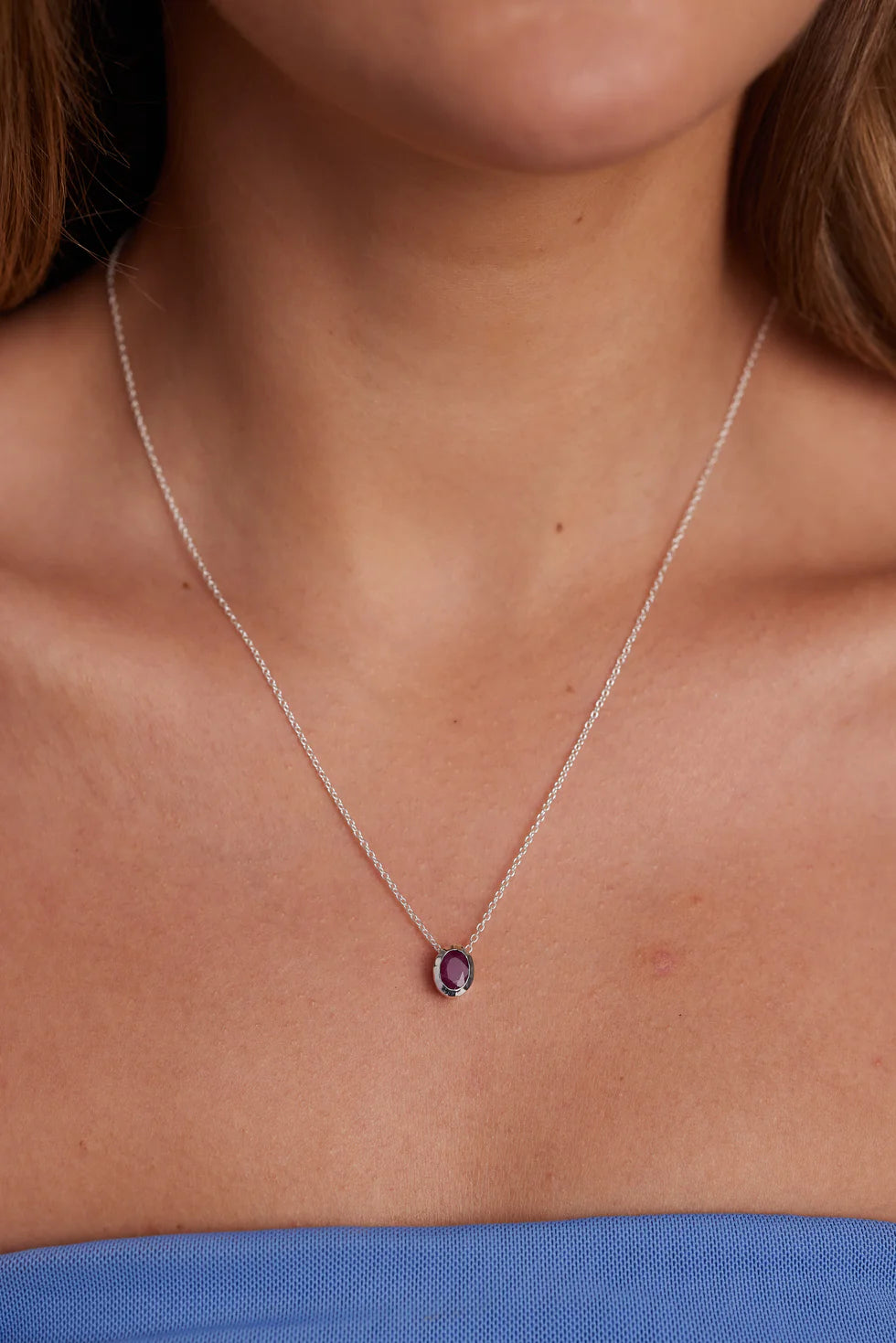 Toni May July Ruby Silver Birthstone Oval Charm