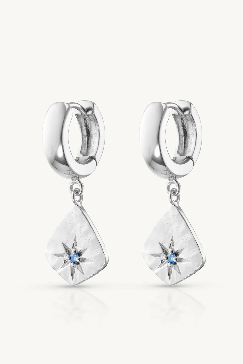 Toni May Sapphire Charm Silver Huggies