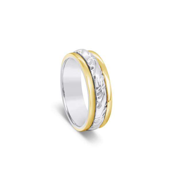 Sterling Silver and Brass Pattered Spinner Ring