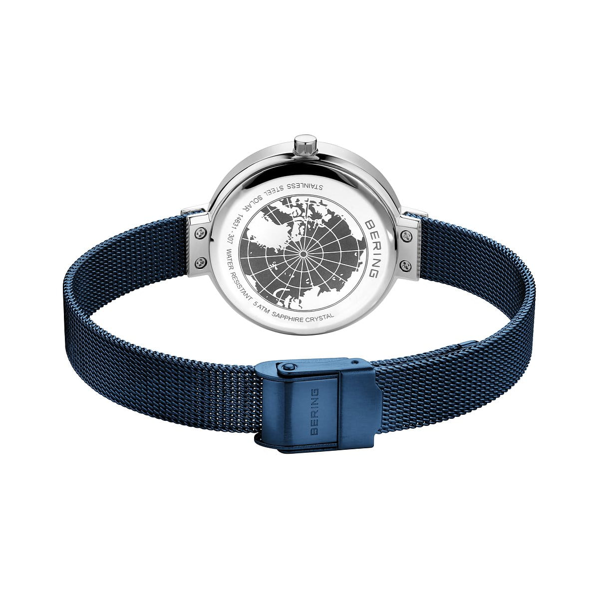 Bering Solar Polished Silver and Blue 31mm Watch