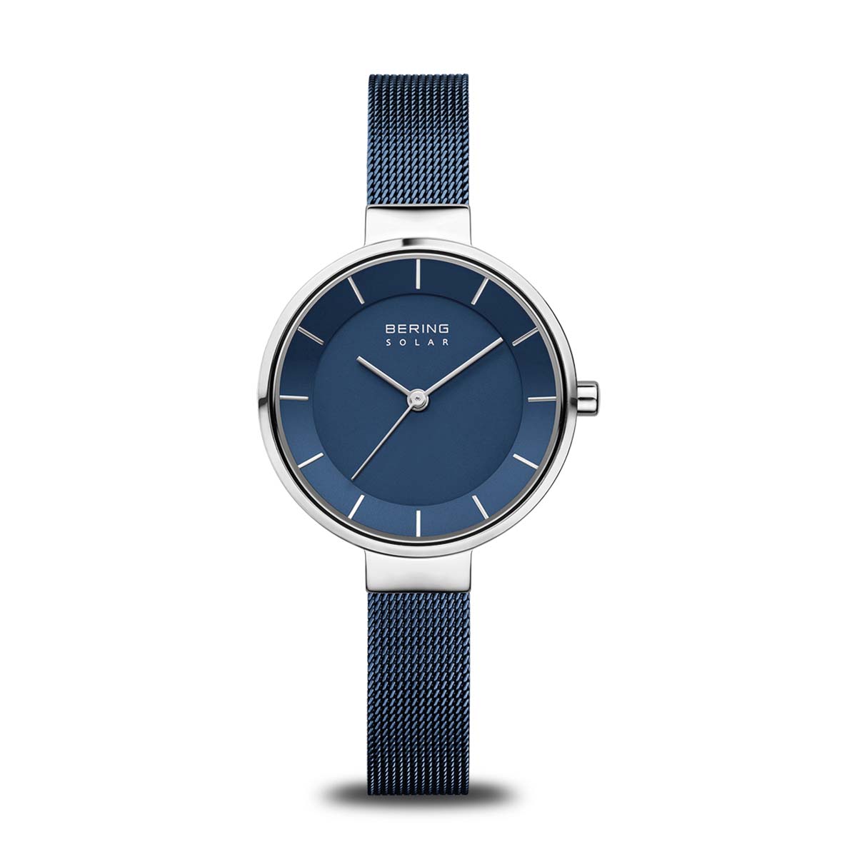 Bering Solar Polished Silver and Blue 31mm Watch
