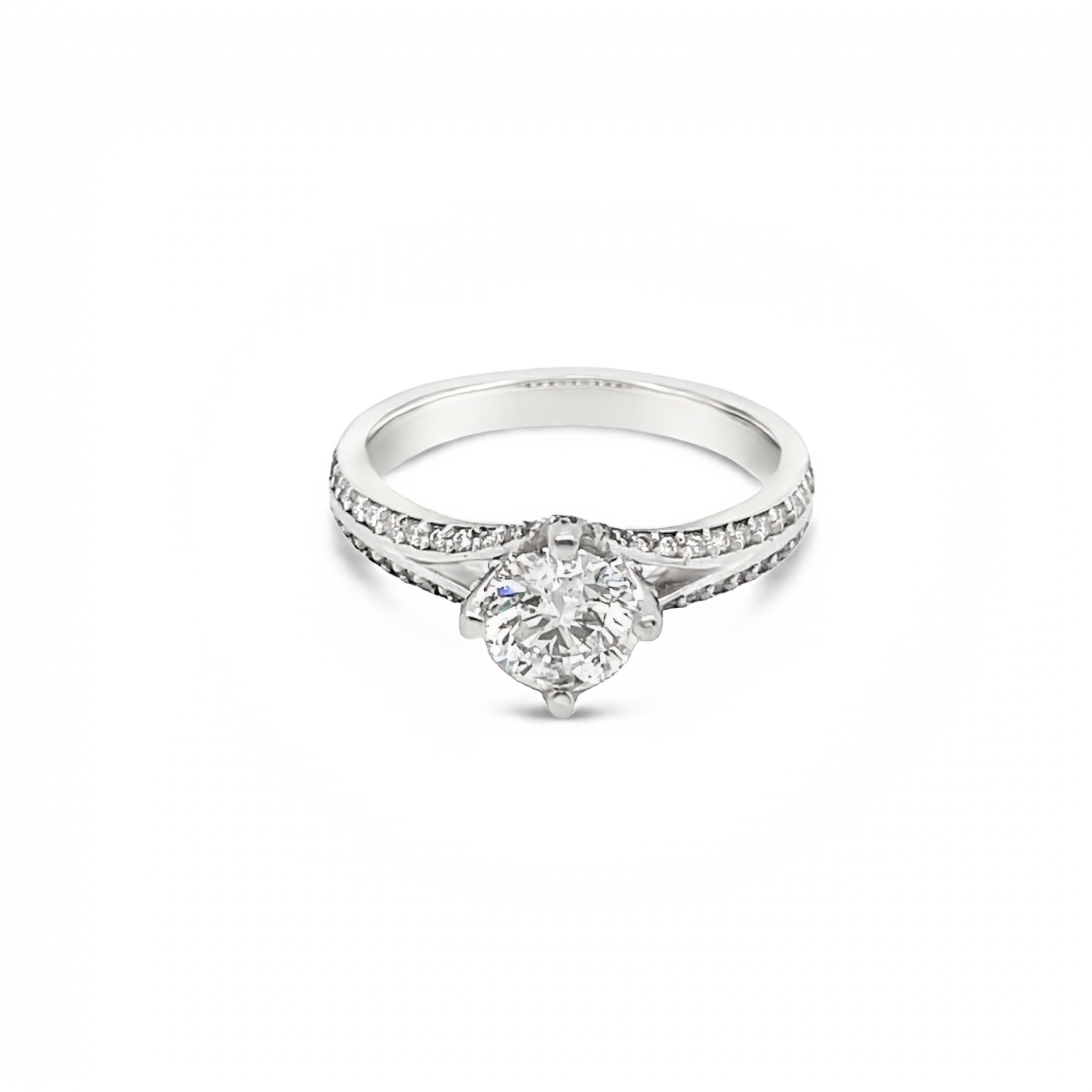 18ct White Gold Split Band Round Brilliant Cut Diamond Ring- tdw 1.25ct