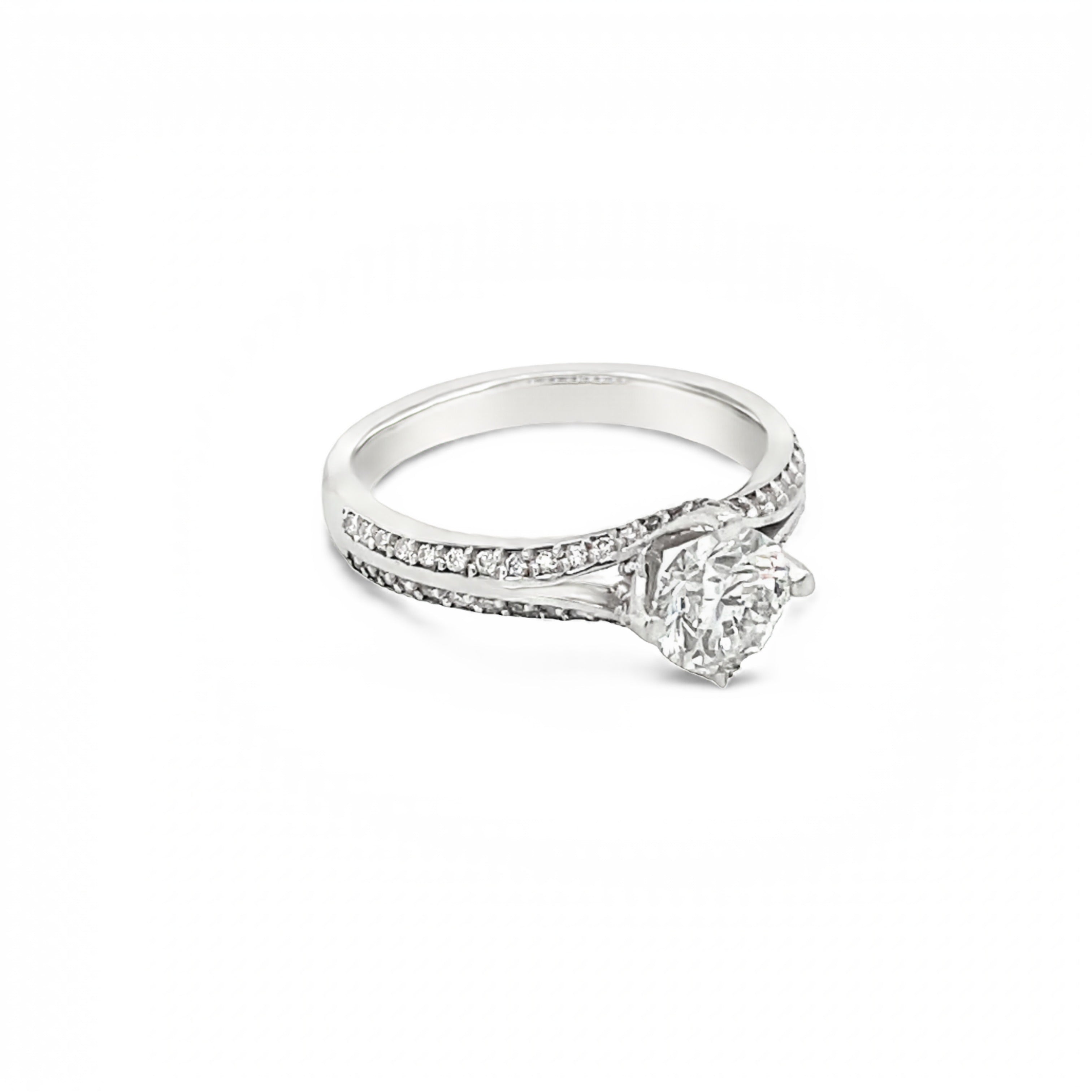 18ct White Gold Split Band Round Brilliant Cut Diamond Ring- tdw 1.25ct