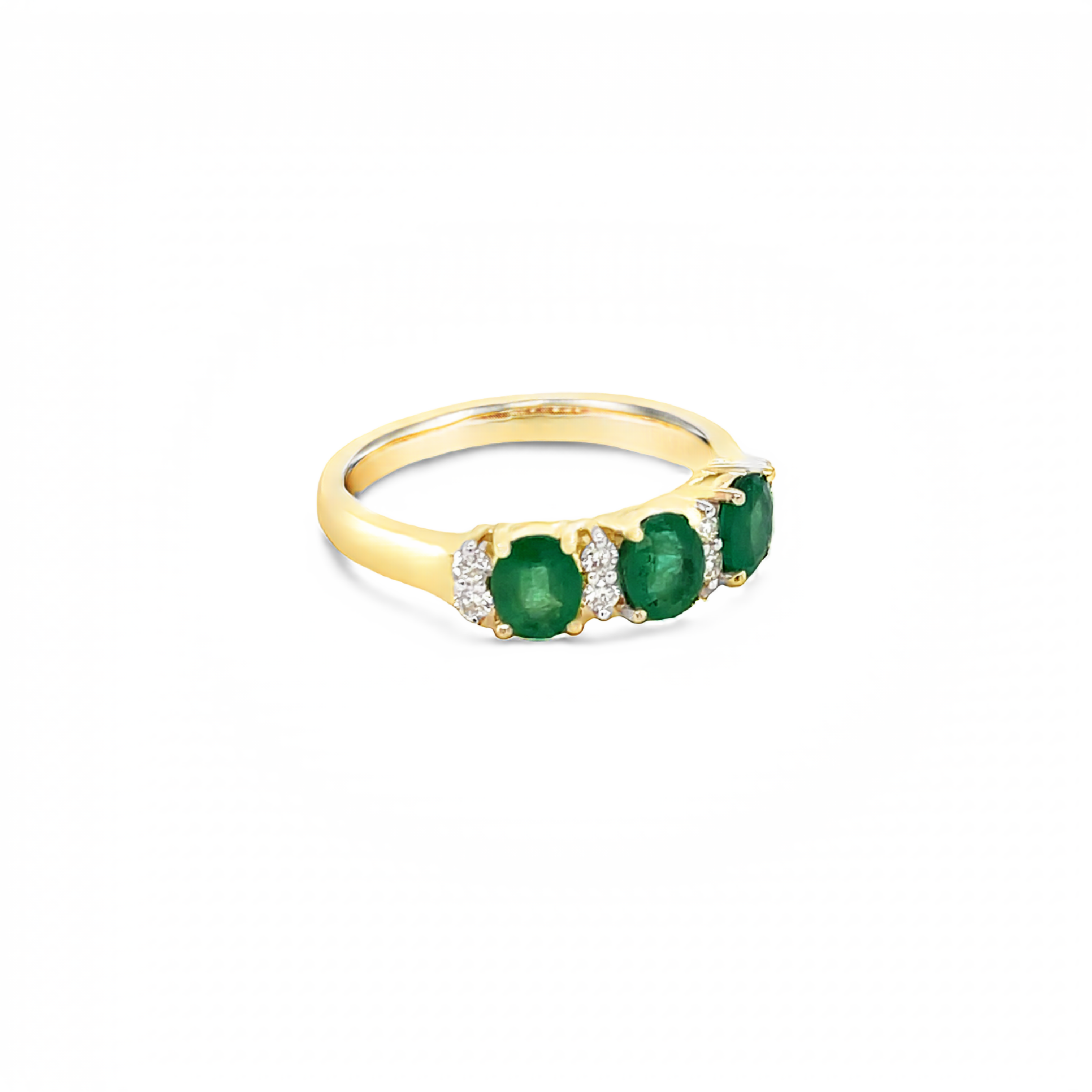 Yellow Gold Oval Emerald and Diamond Ring