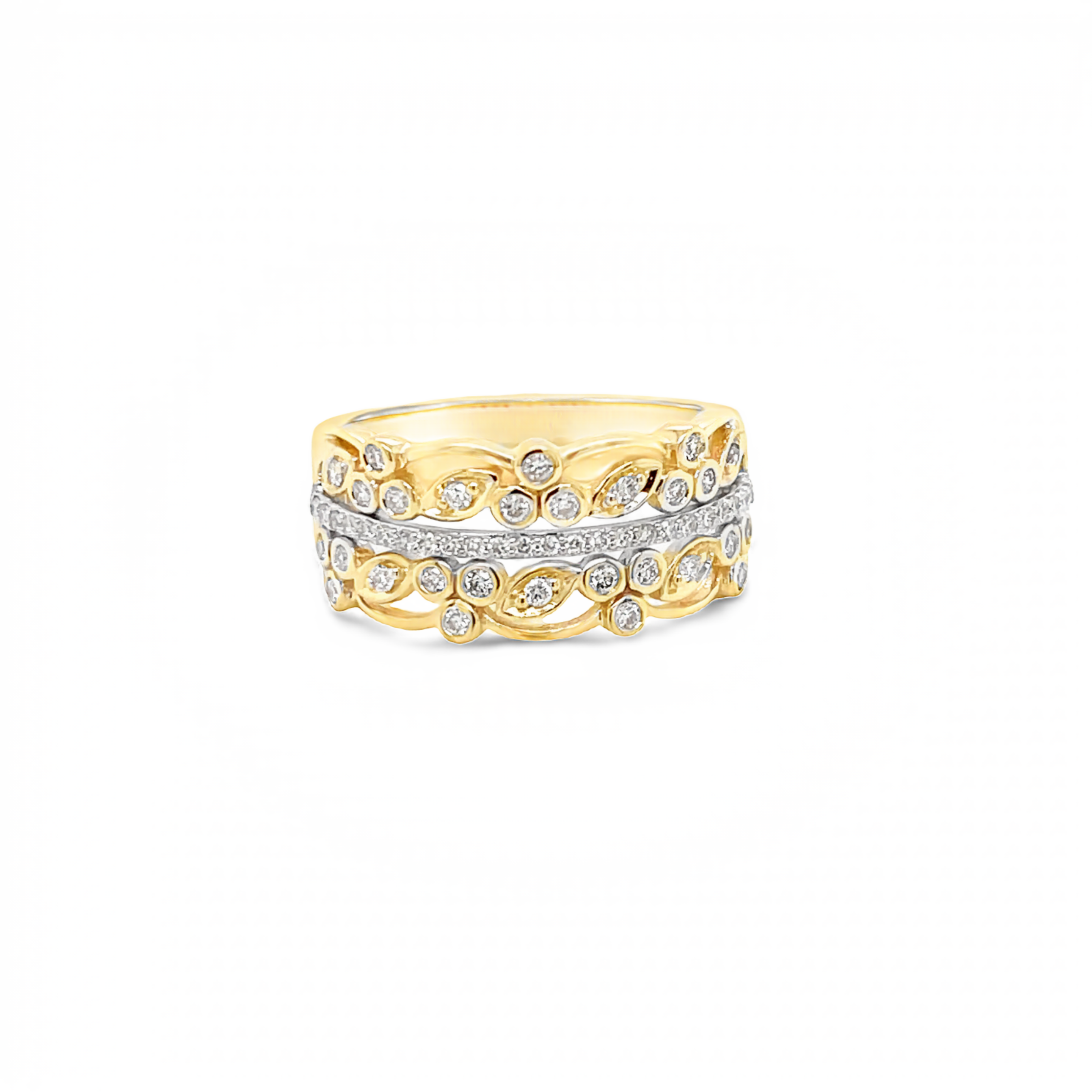 Yellow and White Gold Diamond Dress Ring