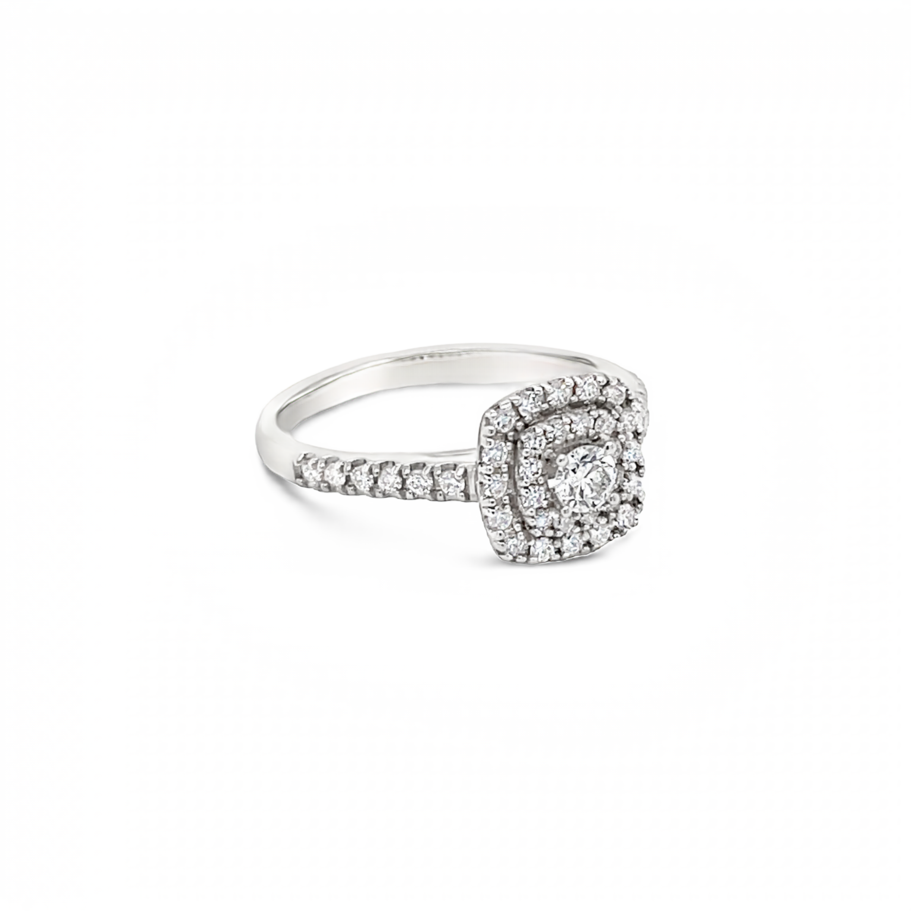9ct White Gold Double Halo Diamond Ring