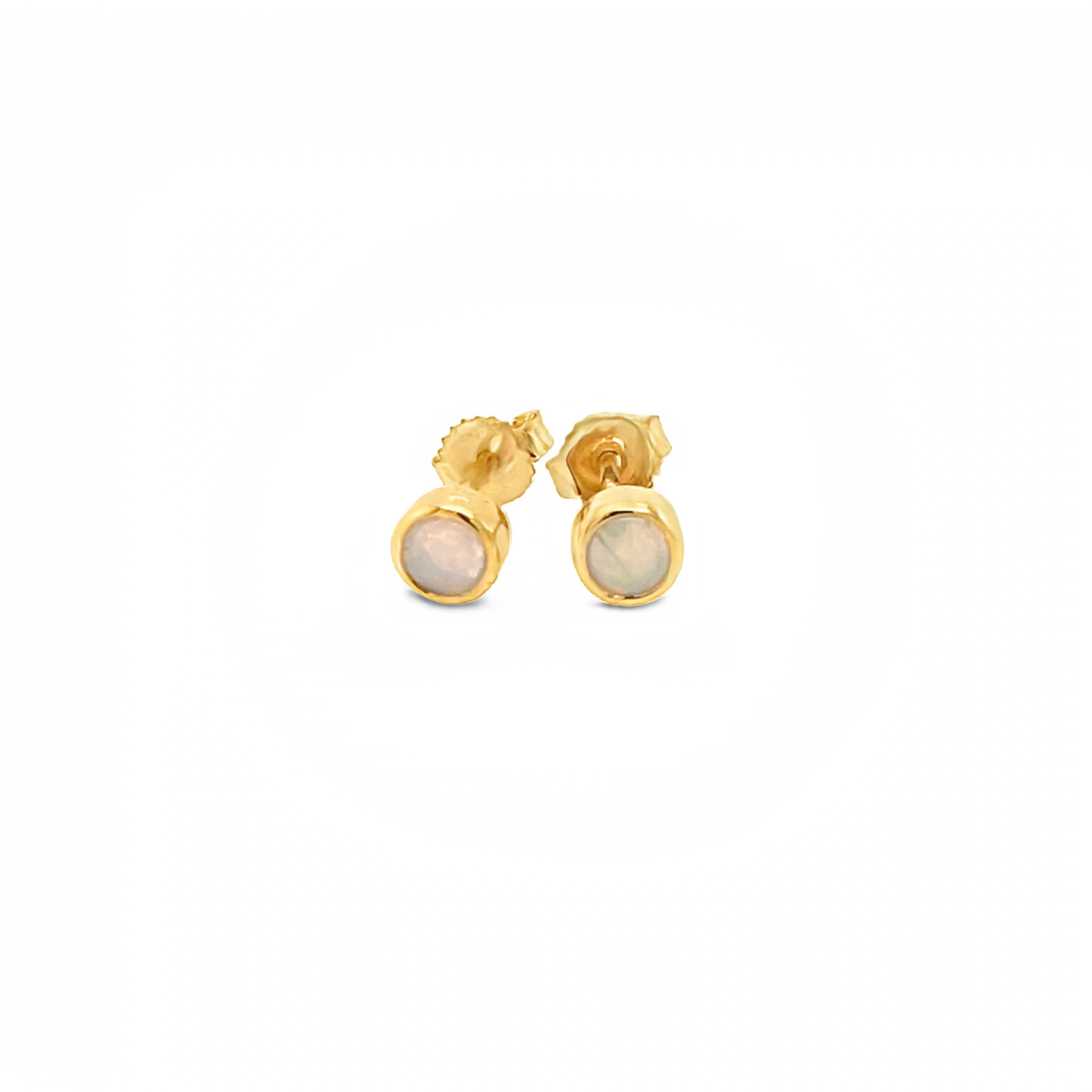 9ct Yellow Gold Bezel Opal Stud Earrings