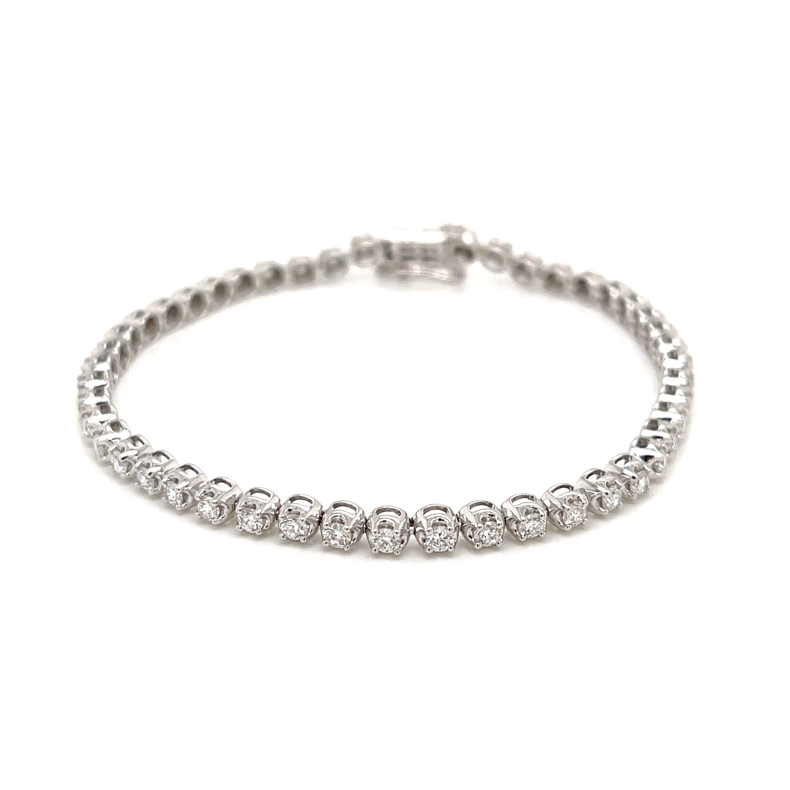9ct White Gold 2ct Lab Grown Claw Set Tennis Bracelet