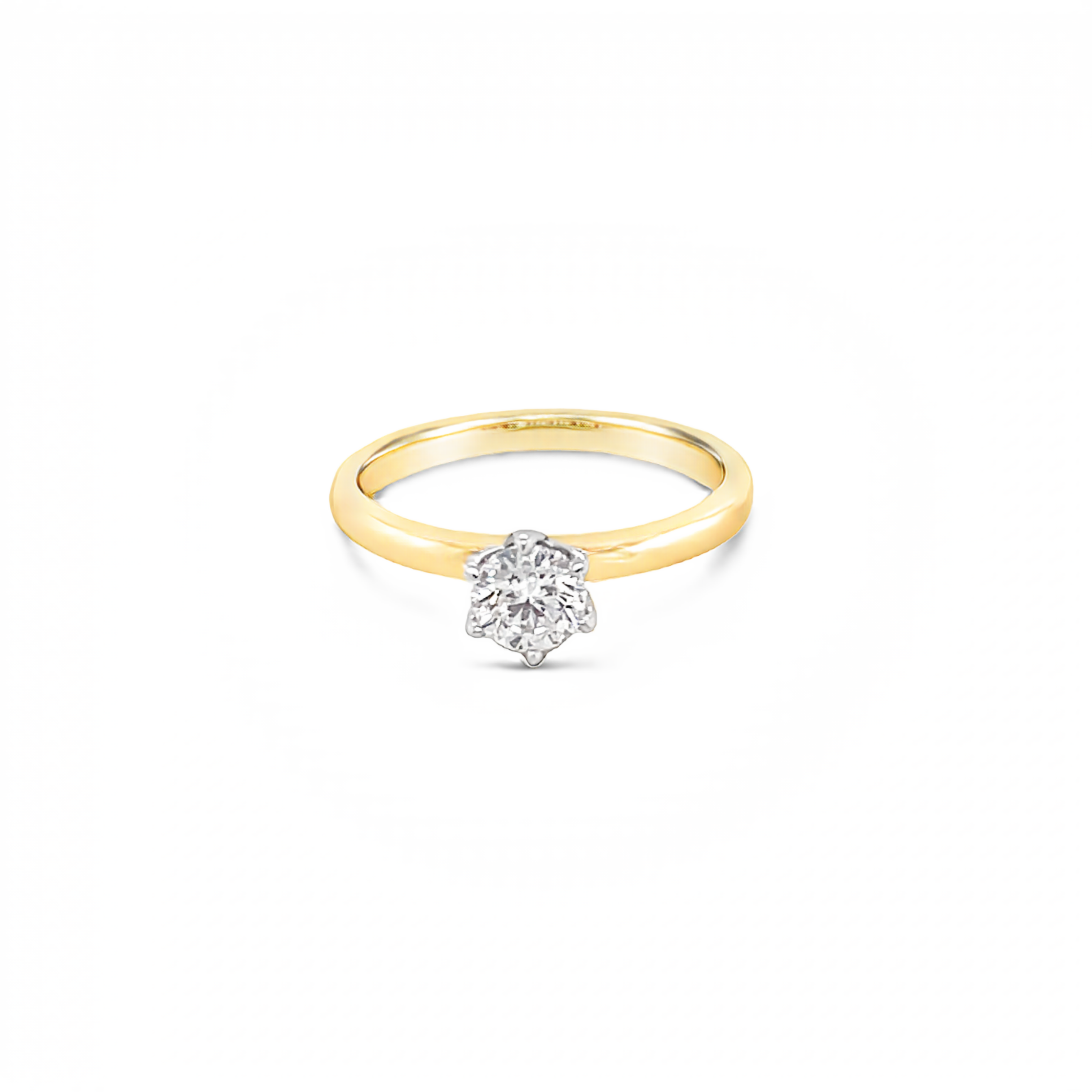 18ct Two Tone 0.51ct Six Claw Solitaire Diamond Ring