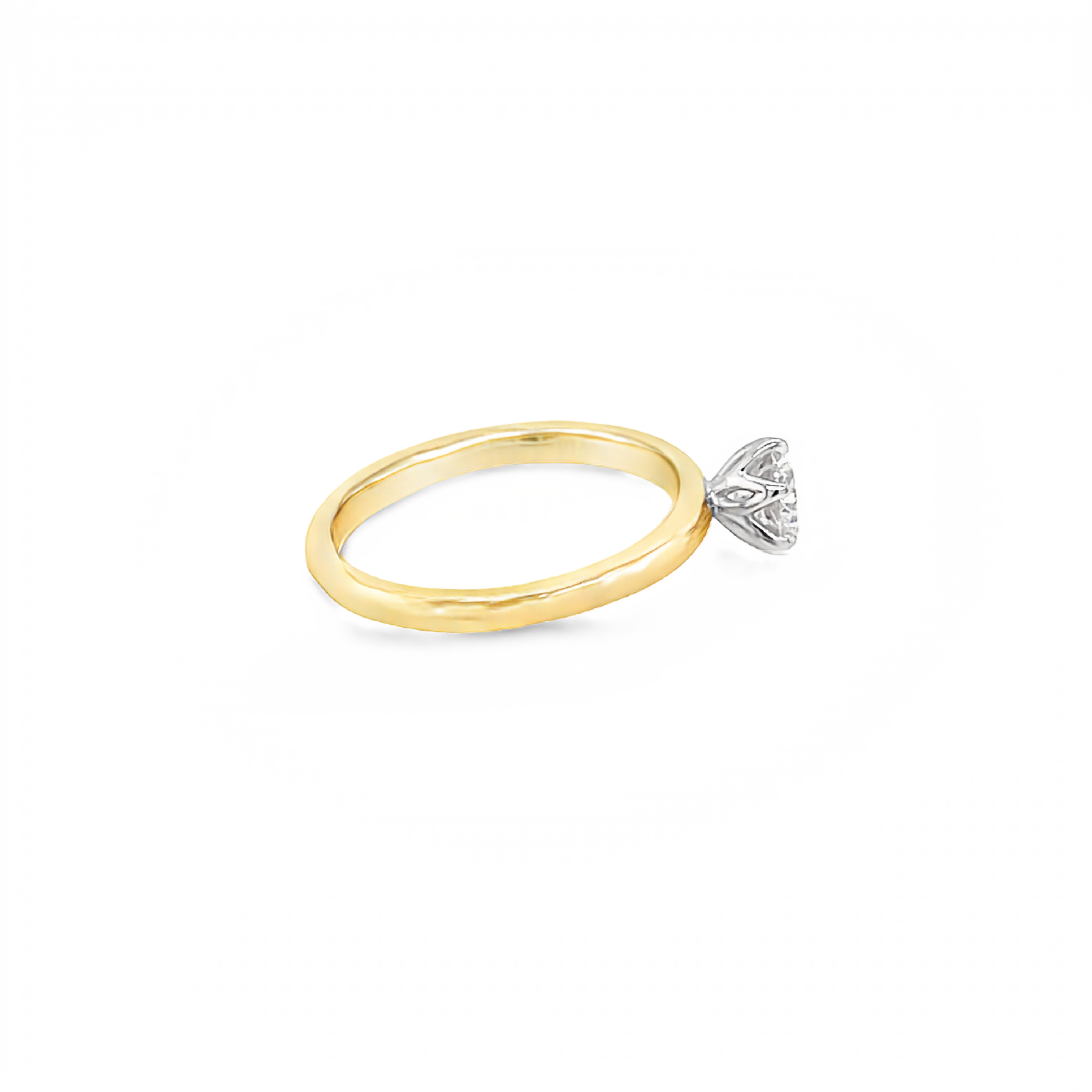 18ct Two Tone 0.51ct Six Claw Solitaire Diamond Ring